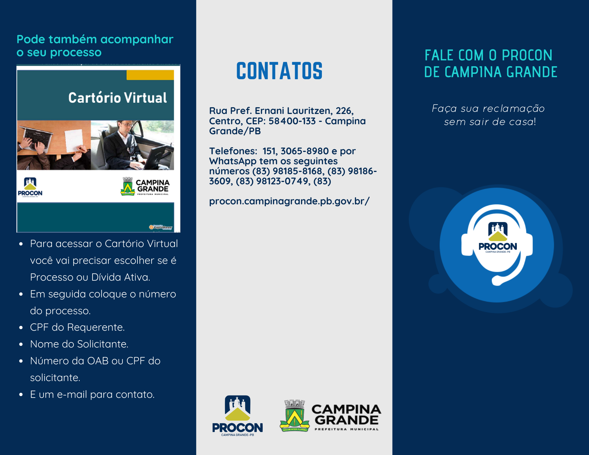 Folder Contatos do Procon