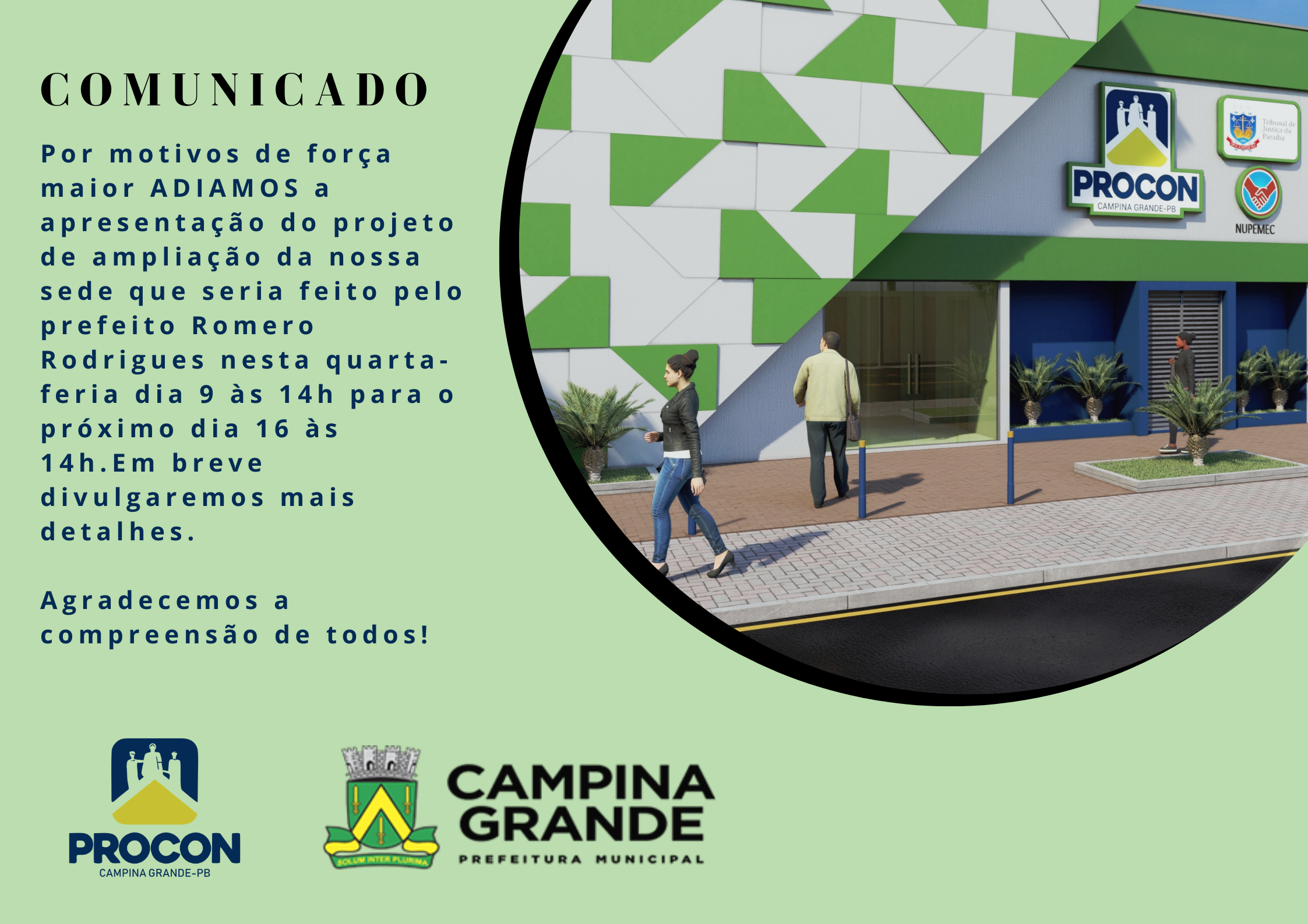 Procon Municipal adia evento de apresentação do novo projeto arquitetônico da sede do órgão