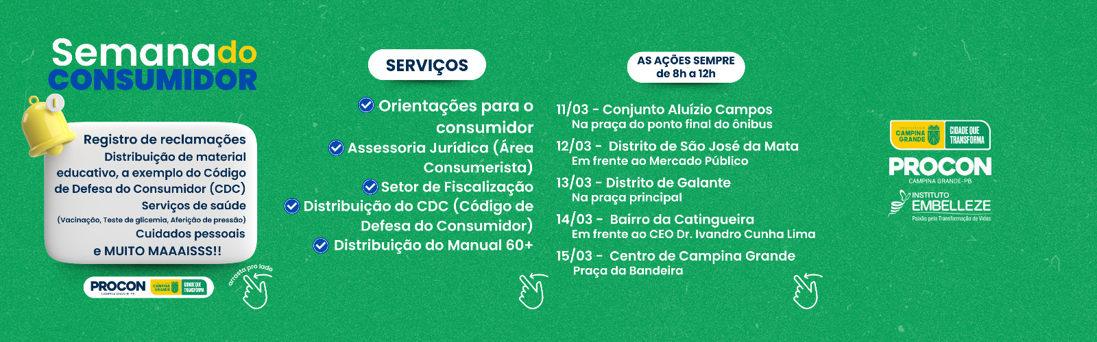 Semana do Consumidor do Procon-CG 2024 começa pelo Aluízio Campos