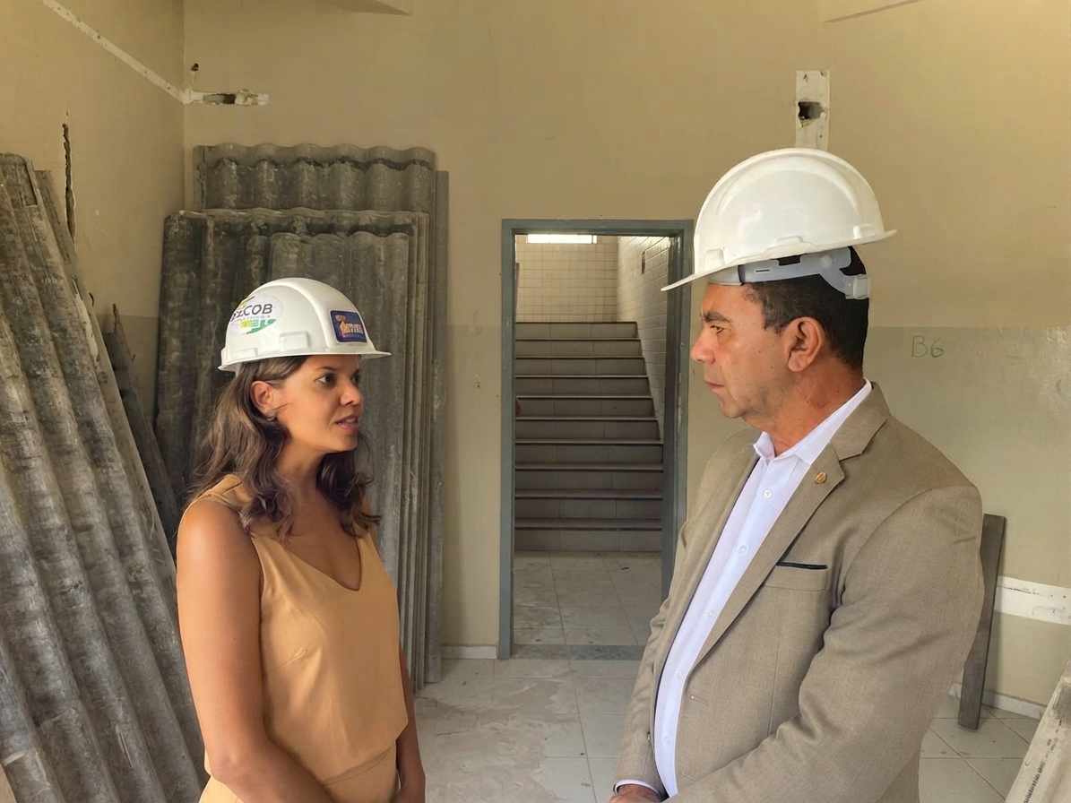 Revitalização do Centro: Secretário Luciano Breno e presidente da CDL visitam obras do antigo Grande Hotel